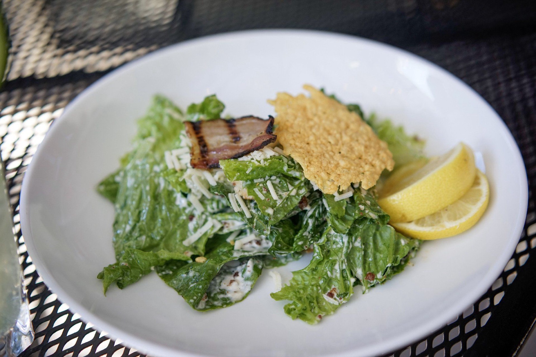 Waldo’s classic Caesar with a parmesan crisp, grilled pancetta and lemon